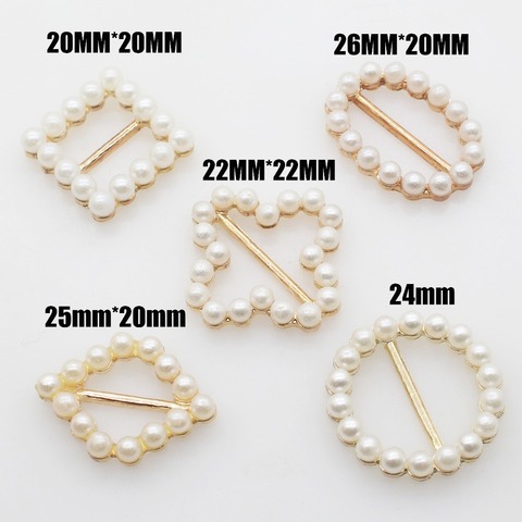 New 10pcs/lot White Ivory Pearl Ribbon Buckles Metal Slider invitations decoration for Wedding Card Hair Craft Accessories ► Photo 1/6