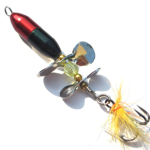 1pcs Rotating Spinner Sequins Fishing Lure 10g/7cm Wobbler Bait with Feather Fishing Tackle for Bass Trout Perch Pike ► Photo 1/5