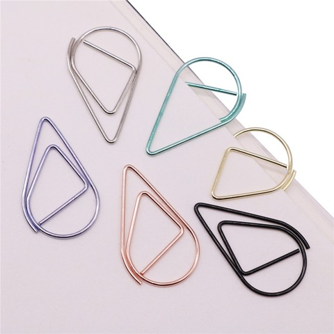 Modeling Paper Clips Metal Material Water Drop Shape Golden Silver Black Colored Bookmark Memo Clips 100 pcs / Lot 2.5 * 1.5cm ► Photo 1/6