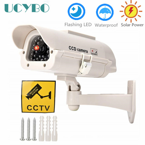 Indoor Outdoor Solar Powered Flashing LED Light Dummy Fake CCTV Security Outdoor IR Camera dummy ► Photo 1/6