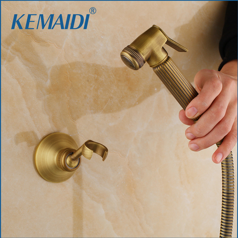 KEMAIDI Antique Brass Bidet Faucets Wall Mounted Bathroom Shower Toilet Faucet With Hand Shower Bathroom Accessories ► Photo 1/4