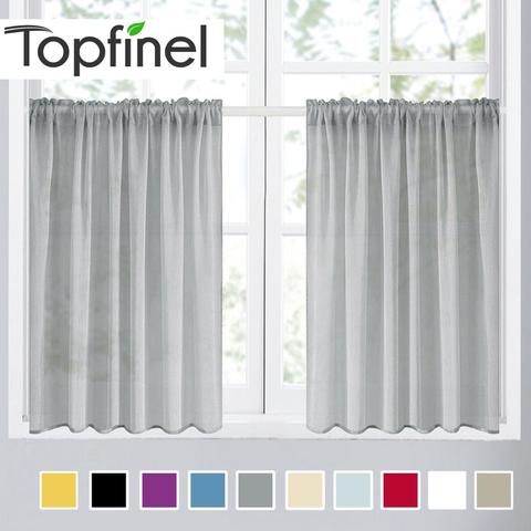 Topfinel Plain Voile Curtain Sheer Curtain For Kitchen Living Room Bedroom Decorative Tulle Curtain Window Tulle Drapes short ► Photo 1/6