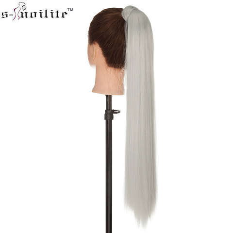 SNOILITE long straight ponytail hair extension clip in ponytail synthetic wrap around tail hair hairpiece for women ► Photo 1/6