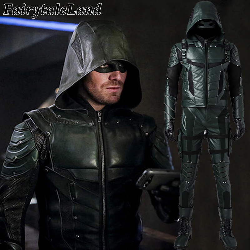 Green Arrow Costume S4 Oliver Queen Superhero Costume Adult Halloween Costume 