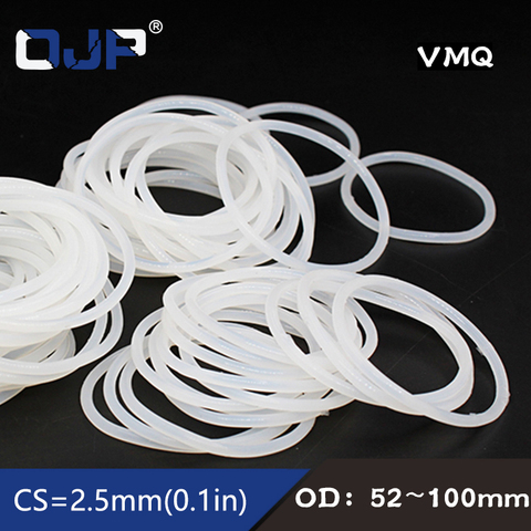 White Silicon Ring Silicone/VMQ O ring OD52/55/56/58/60/65/70/75/80/90/100*2.5mm Thickness Rubber O-Ring Seal Gaskets Washer ► Photo 1/6