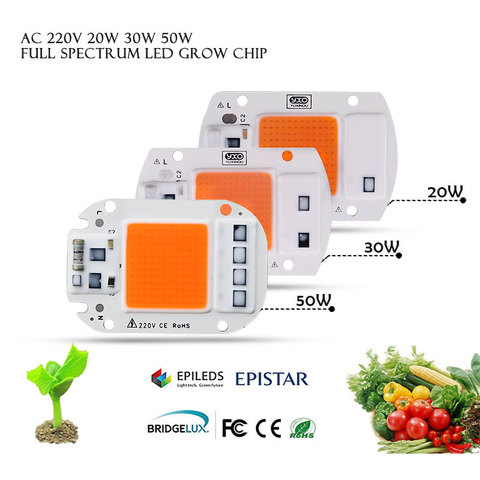 1pcs Hydroponice AC 220V 20w 30w 50w led grow chip full spectrum 380nm-840nm for indoor led grow light ► Photo 1/6