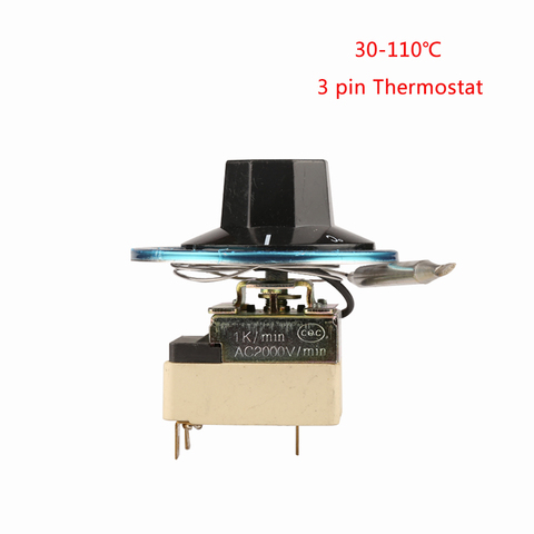3-pin Capillary Dial Thermostat 30-110 Centigrade Temperature Control Switch Adjustable Temperature Regulator Normally Closed ► Photo 1/5