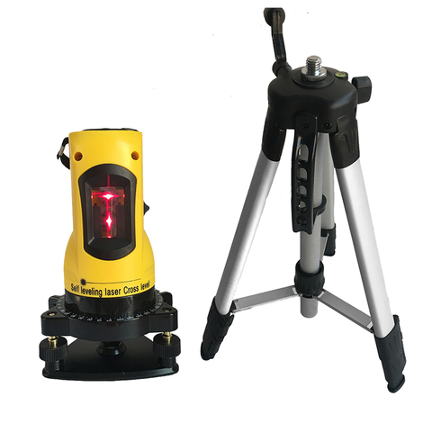 Laser level meter  360 degree self leveling  2 lines 1 point  horizontal vertical laser levels  635nm outdoor mode tripod ► Photo 1/6