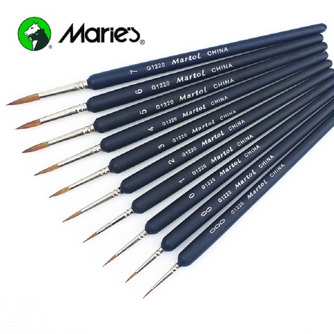 10pcs/lot Marie's High Quality Weasel Hair Paint Brushes Watercolor Acrylic Oil Fine Hook Line Pen Scriptliner Brush ► Photo 1/4