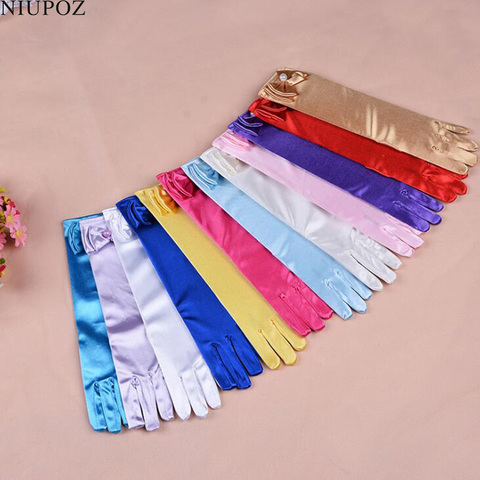 Thin Elastic Children's Day Professional Dance Gloves Long Lace Bow Tie Accessories Gloves Girls Princess Gloves Kids Gift G195 ► Photo 1/2