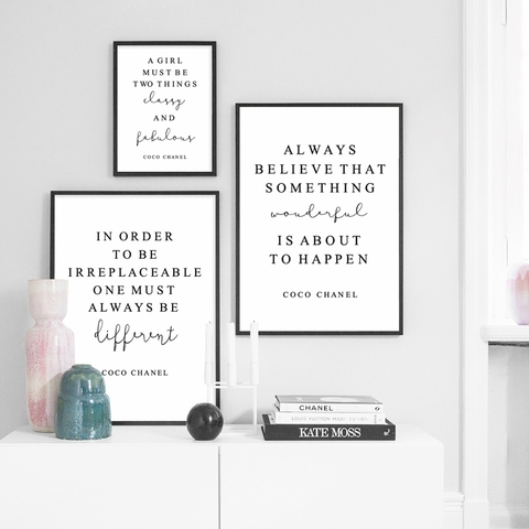 Coco Quotes Fashion Poster Print Minimalist Art Canvas Painting Vogue Inspirational Saying Picture Girls Room Wall Art Decor ► Photo 1/6