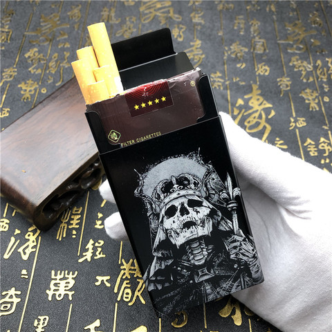 King Skeleton Alalinong N56 DIY Aluminium Alloy Metal Cigarette Case Ins Style Skull Cigarette Box Smoking Accessories Mens Gift ► Photo 1/6