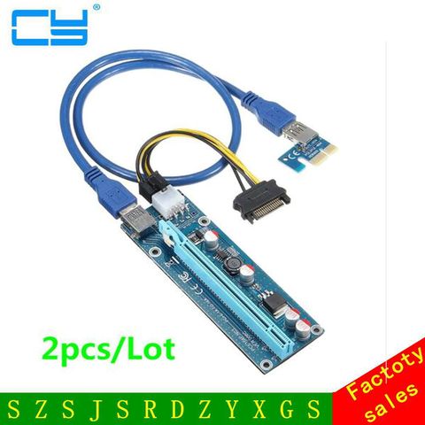 2Pcs/Lot PCIe 1x to 16x PCI Express Extender Riser Card USB 3.0 PCI-e Extension Adapter with SATA 15pin to 6pin power cable ► Photo 1/1