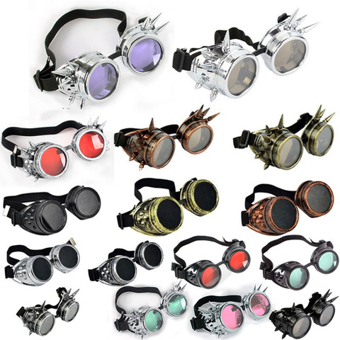 12 Colors Hot New Men Women Welding Goggles Gothic Steampunk Cosplay Antique Spikes Vintage vitoriano Glasses Eyewear Cheap ► Photo 1/6