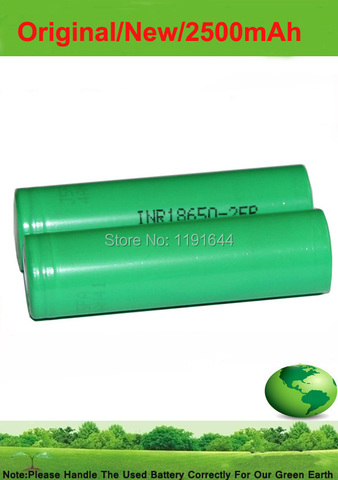 Free shipping!! 4PCS/LOT Original 3.6V INR18650-25R 18650 2500mAh Continuous 20A E-Cig battery for Samsung ► Photo 1/3