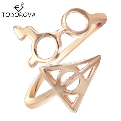 Todorova Wholesale Fashion Rings Female Lightning Scar Glasses Deathly Hallows Rings for Women Girl Christmas Gift ► Photo 1/6