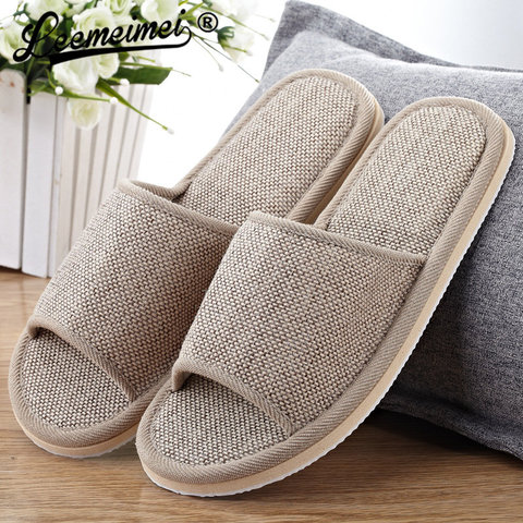 Natural Flax Home Slippers Indoor Floor Shoes Silent Sweat Slippers For Summer Women Sandals Slippers 37-43 ► Photo 1/6