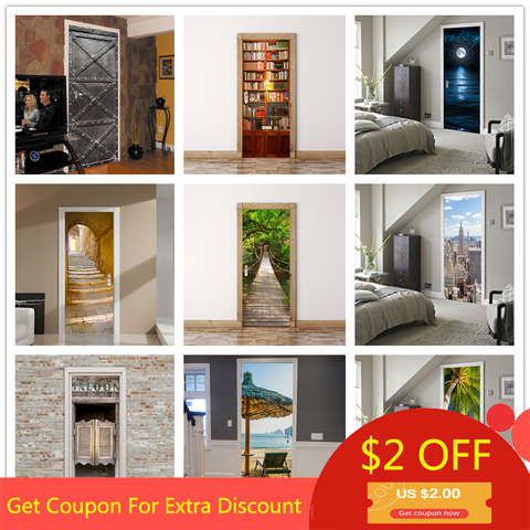 77x200cm 3D Beautiful Landscape Door Stickers For Living Room Bedroom PVC Adhesive Wallpaper Home Decor Waterproof Mural Decal ► Photo 1/6