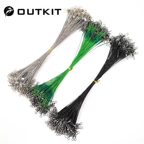 OUTKIT 20PCS/lot Fishing Lure Trace Rope Wire Leader Line Swivel Tackle Spinner Shark Spinning With 15CM, 20CM, 24CM, 30CM Pesca ► Photo 1/6