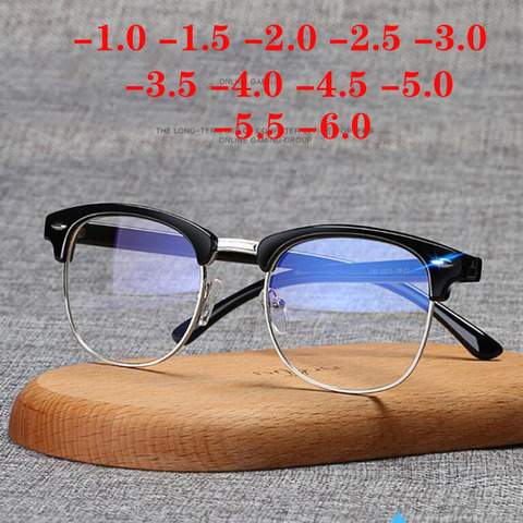 -1 -1.5 -2 -2.5 -3 -3.5 -4 -4.5 -5 -5.5 -6 Myopia Memory Optical Glasses Half Frame Finished Men Women Shortsighted Eyeglasses ► Photo 1/6