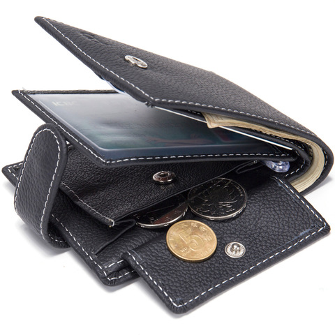 Latest Men Leather Business Wallet Card Holder Slim Purse Money Bag Wallet Genuine Leather Short Wallet Portefeuille Homme ► Photo 1/6