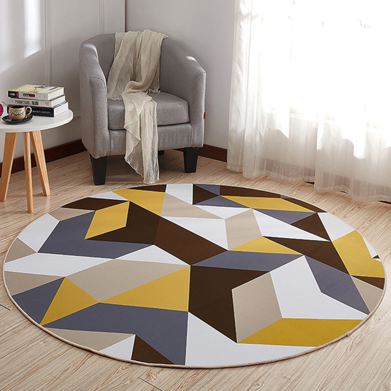 Foot Pads Carpet Mat, Brown Round Rugs For Living Room