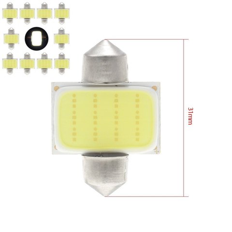 kebedemm 10pcs 31mm 36mm 39mm 41mm 12 chips DC 12V 5W COB LED Car Reading Lights White Color Car Dome Auto Car Led Lamp bulbs ► Photo 1/6