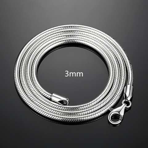 Pure Silver 925 Necklaces for Men Women 3mm Snake Chain Necklace Choker Collier 16-24 inch Fashion Jewelry Accessories Bijoux ► Photo 1/5