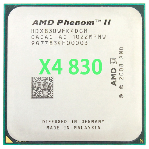 AMD Phenom II X4 830 CPU Processor Quad-Core ( 2.8Ghz/ 4M /95W )Socket AM3 AM2+ 938 pin ► Photo 1/4