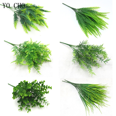 YO CHO Fake Plants Fern Grass Wedding Wall Outdoor Decor Green Leaf Artificial Flowers Plastic Plante for Home Garden Decoration ► Photo 1/6