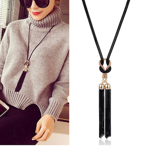 2022 New Arrival Female Pendant Necklace Tassel Long Winter Sweater Chain Necklace Necklace Wholesale Sales ► Photo 1/4