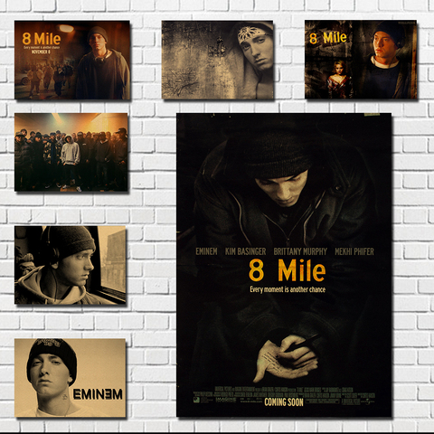 Eminem posters,8 mile poster,Hip Hop rapper Singer Eminem poster kraft  paper decorative wall sticker