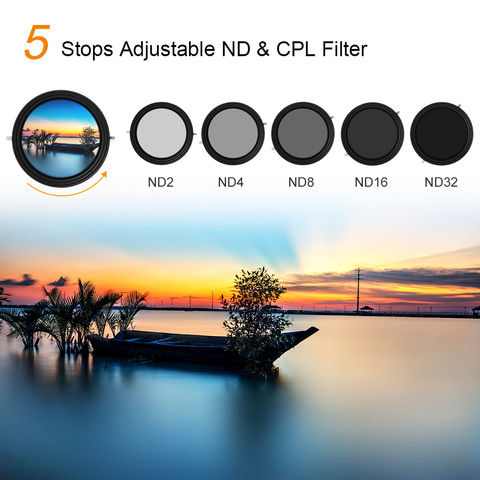 K&F CONCEPT 2-in-1 Adjustable Polarizing CPL variable ND Lens Filter 67mm/72mm Fader 5-Stop ND2-ND32 for Canon Sony Nikon Camera ► Photo 1/6