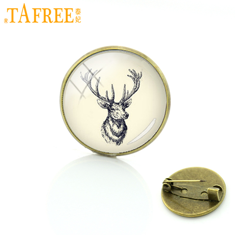 TAFREE Elegant charming winter style deer  art glass pins buck & doe brooches animal scorpion  hippo badge jewelry T848 ► Photo 1/5