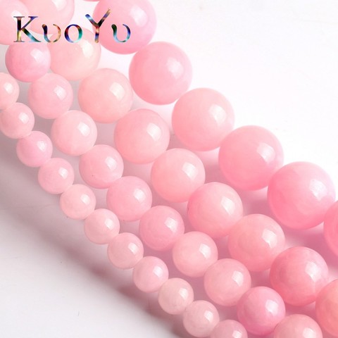 Natural Pink Cloud Jades Chalcedony Stone Beads Round Loose Bead For Jewelry Making 15