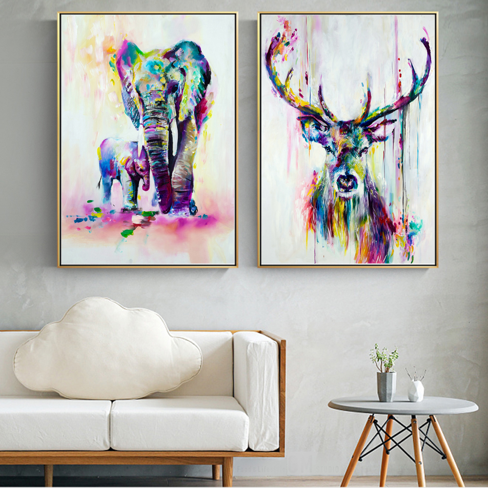 Watercolor Animals Canvas Art Wall Paintings Elephant And Deer Abstract  Graffiti Art Prints Pop Art Wall Posters For Kids Room - Price history &  Review | AliExpress Seller - DK-ART Store 