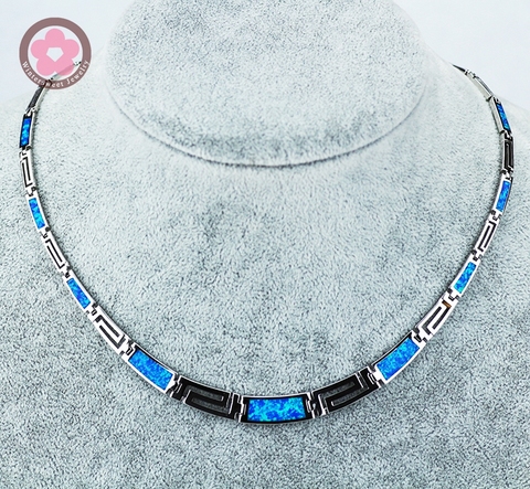 JZN0007  Top Quality Blue Opal Gem  Necklace New Trendy Necklace for Women Fine Jewelry Gorgeous Unisex  Chain Necklace ► Photo 1/6