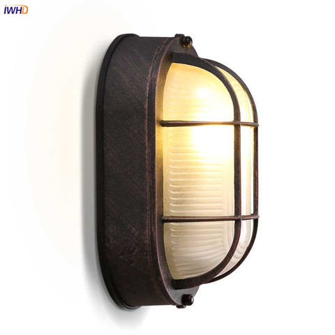 IWHD Loft Industrial Retro Wall Lights Fixtures Hallway Balcony Bar Glass Lampshade Vintage Wall Lamp LED Stair Light Luminaire ► Photo 1/6