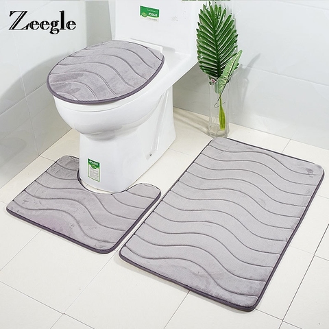 3d Embossed Bathroom Bath Mat Set, Non Slip Bathroom Mat Sets