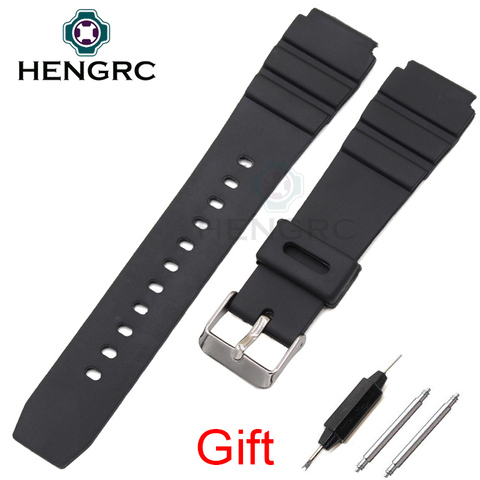 Silicone Watchbands 18 20 22mm Men Black Sports Diving Rubber Watch Strap Silver Stainless Steel Buckle For Casio ► Photo 1/6