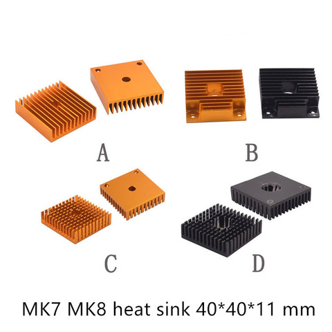 3d printer heat sink MK7 MK8 extruder aluminum block 40x40x11 mm for 4010 fan ► Photo 1/5