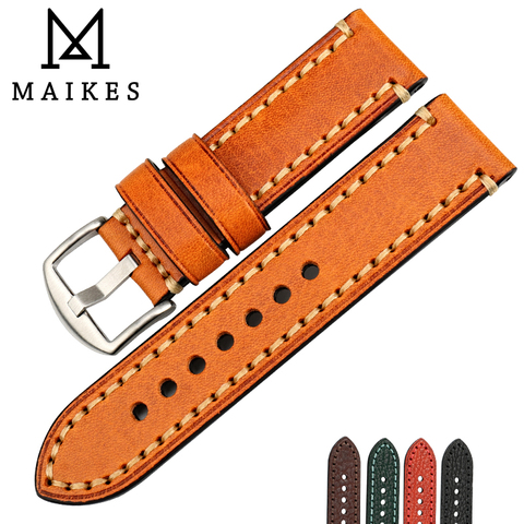 MAIKES Watch Accessories Leather Strap For LUMINOX HAMILTON Watch Band 20mm 22mm 24mm 26mm Wristband Bracelet Watchband ► Photo 1/6