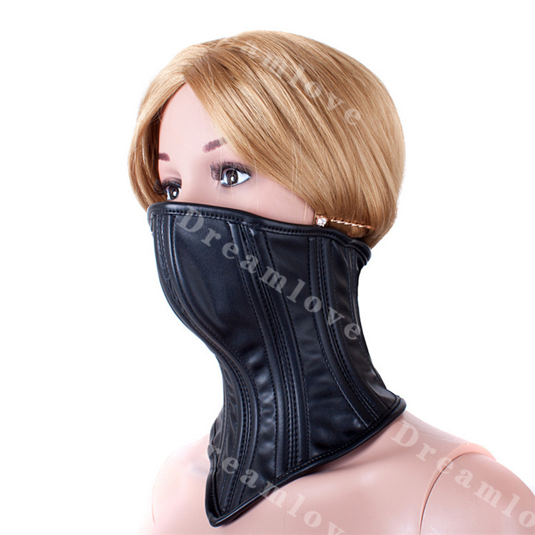 Female Soft Padded Leather Neck Collar Lockable Breath Play Cover Bondage Restraint Mask - Price history & Review | AliExpress Seller | Alitools.io