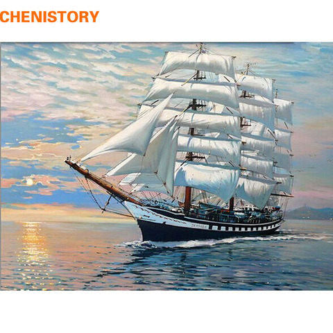 CHENISTORY Sailing DIY Digital Oil Painting By Numbers Kits Coloring Painting By Numbers Unique Gift For Living Room Home Decor ► Photo 1/6