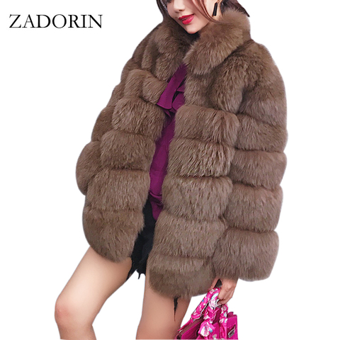 ZADORIN 2022 Plus Size Winter Outerwear Furry Faux Fur Coat Women High Collar Long Sleeve Fake Fur Jacket fourrure abrigos mujer ► Photo 1/6