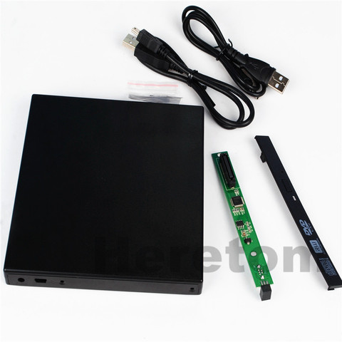 Hard Plastic Slim ABS USB 2.0 12.7mm IDE/ PATA to SATA DVD-ROM External Enclosure Case For CD/DVD Optical Drive ► Photo 1/6