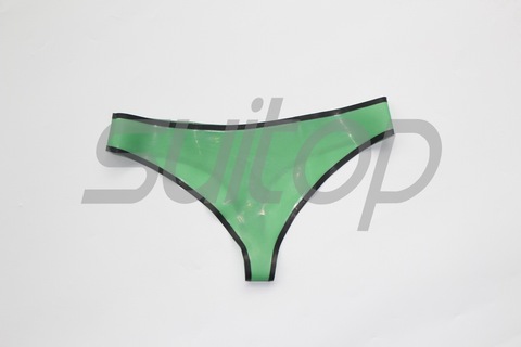 women rubber panties latex T-back Tanga G-string thong in Trasparent green ► Photo 1/3