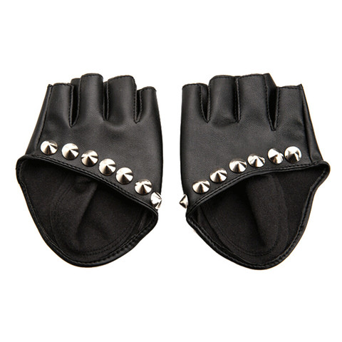 Female Gloves 2017 Fashion Women PU Leather Motorcycle Bike Car Fingerless Performances Gloves Fingerless Gloves for Fitness ► Photo 1/6