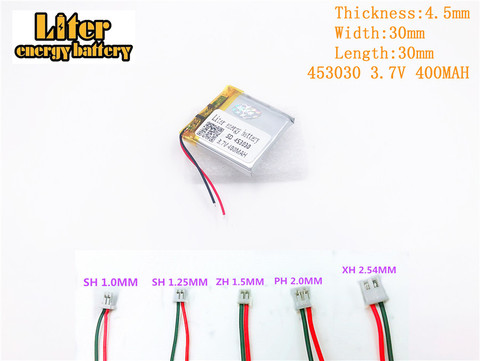 3.7v 453030 400mah lithium polymer battery FOR 3.7V 400MAH 453030 PLUG MP3 MP4 MP5 GPS bluetooth polymer rechargeable battery ► Photo 1/4