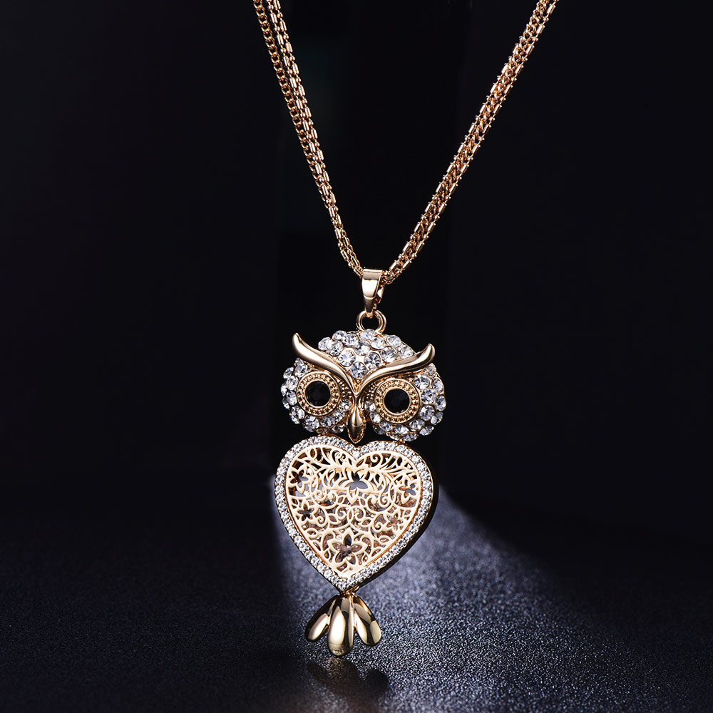 Fashion Crystal Owl Heart Elephant Pendant Jewelry Chain Statement Necklace Gift 